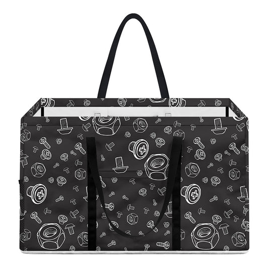 Mechanic Nuts and Bolts Pattern Print Utility Tote Bag