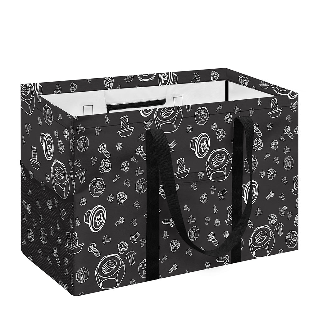 Mechanic Nuts and Bolts Pattern Print Utility Tote Bag