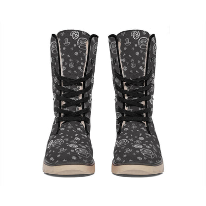 Mechanic Nuts and Bolts Pattern Print Winter Boots