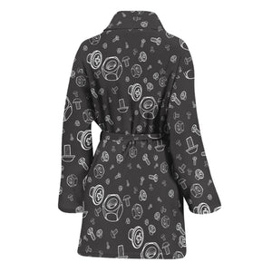 Mechanic Nuts and Bolts Pattern Print Women's Bathrobe