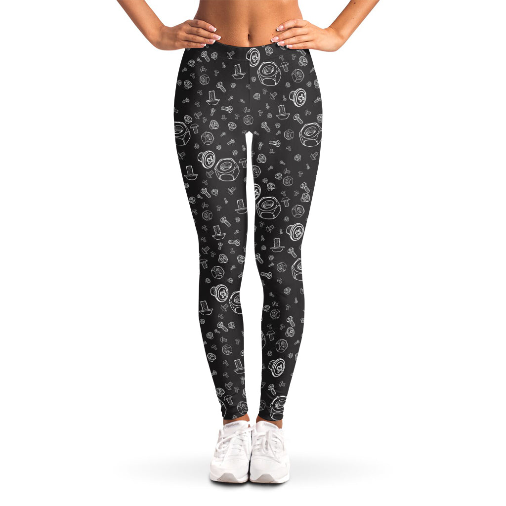 Mechanic Nuts and Bolts Pattern Print Women's Leggings