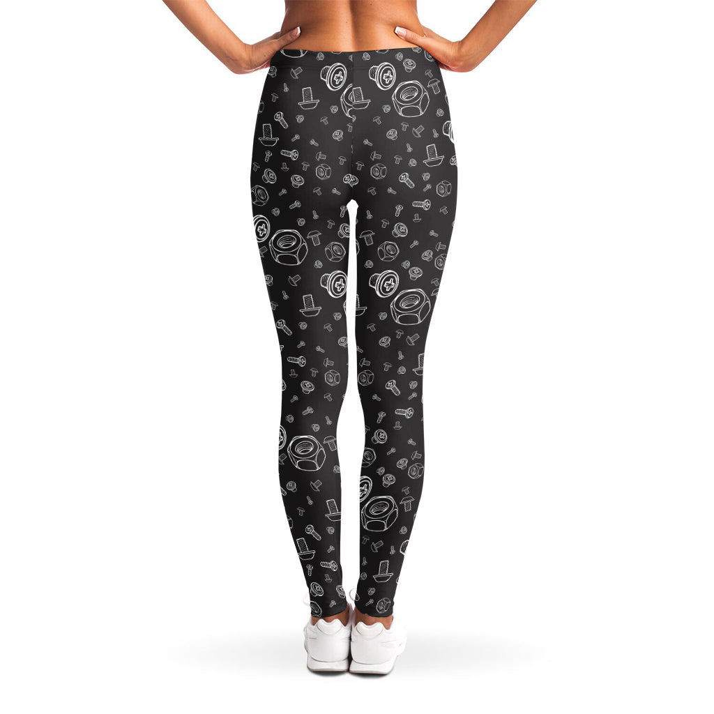 Mechanic Nuts and Bolts Pattern Print Women's Leggings