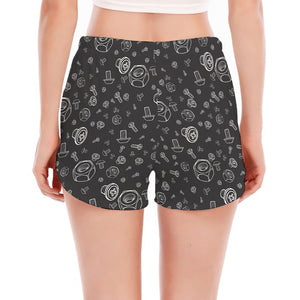 Mechanic Nuts and Bolts Pattern Print Women's Split Running Shorts