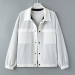 Black And White Feather Pattern Print Men's Shirt Jacket