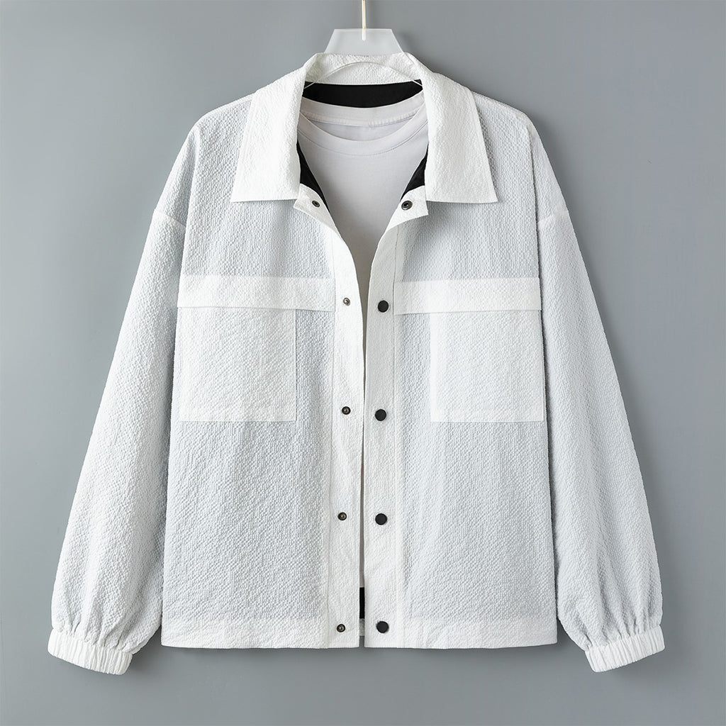 Black And White Cobweb Print Men's Shirt Jacket