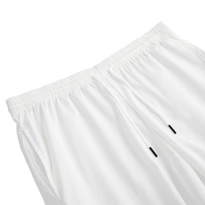 White Tulip Pattern Print Men's Sports Shorts