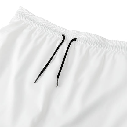 White Black And Orange Harlequin Print Men's Swim Trunks