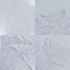 Japanese White Tiger Pattern Print Men's Velvet T-Shirt