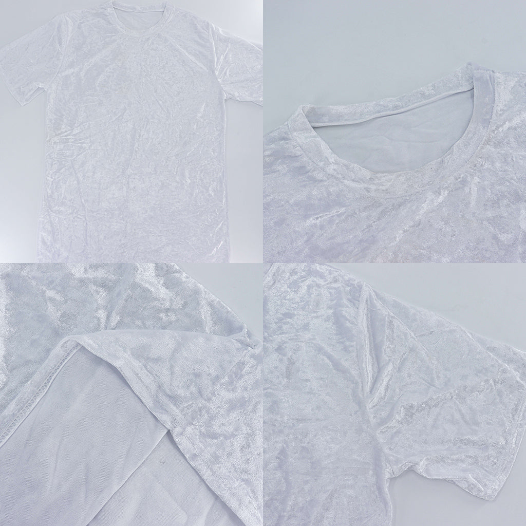 Shadow Grey Argyle Pattern Print Men's Velvet T-Shirt