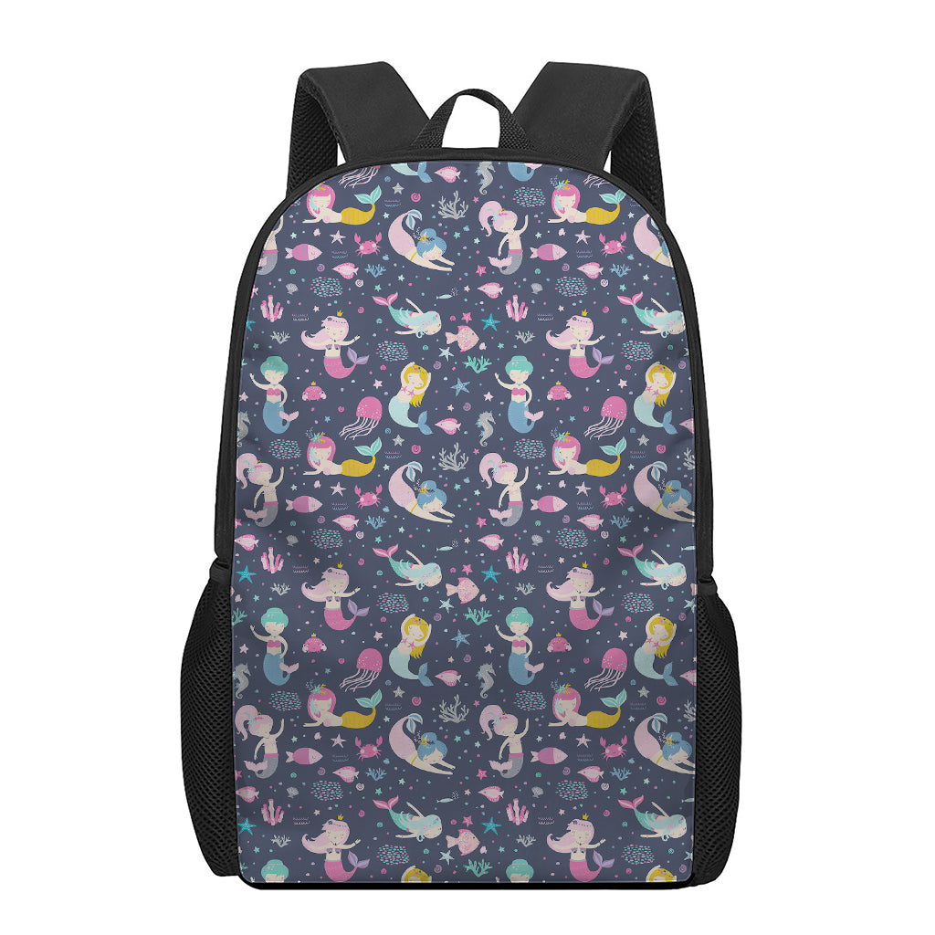 Mermaid Cartoon Pattern Print 17 Inch Backpack