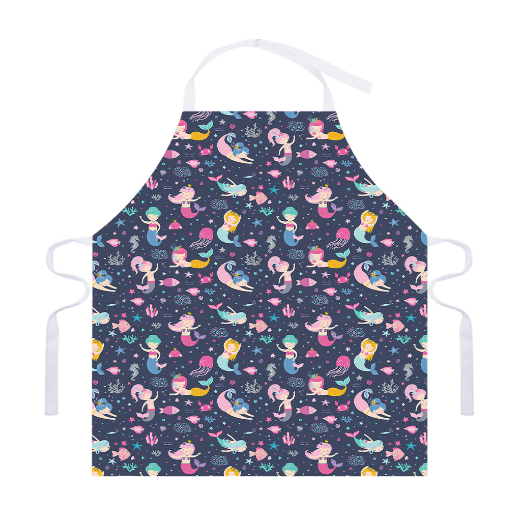 Mermaid Cartoon Pattern Print Adjustable Apron