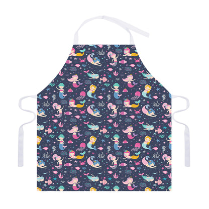 Mermaid Cartoon Pattern Print Adjustable Apron