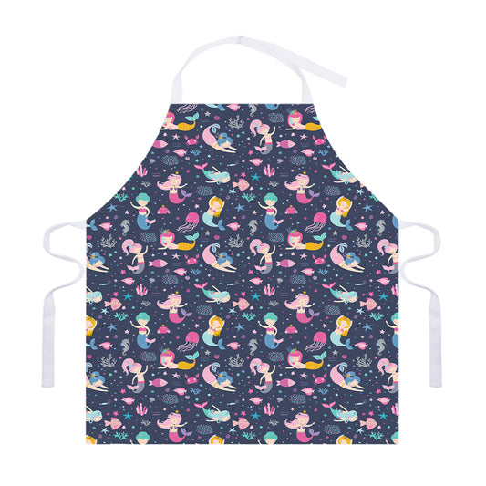 Mermaid Cartoon Pattern Print Adjustable Apron