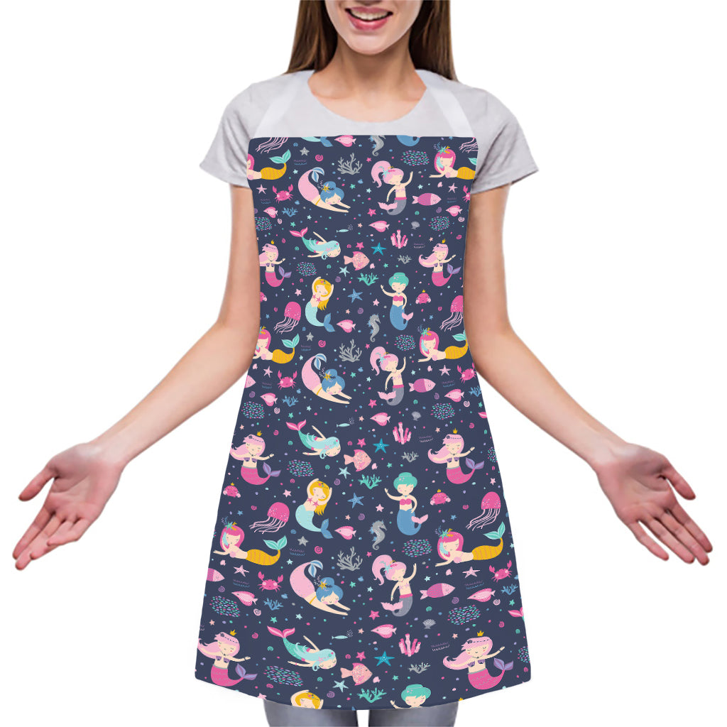 Mermaid Cartoon Pattern Print Adjustable Apron