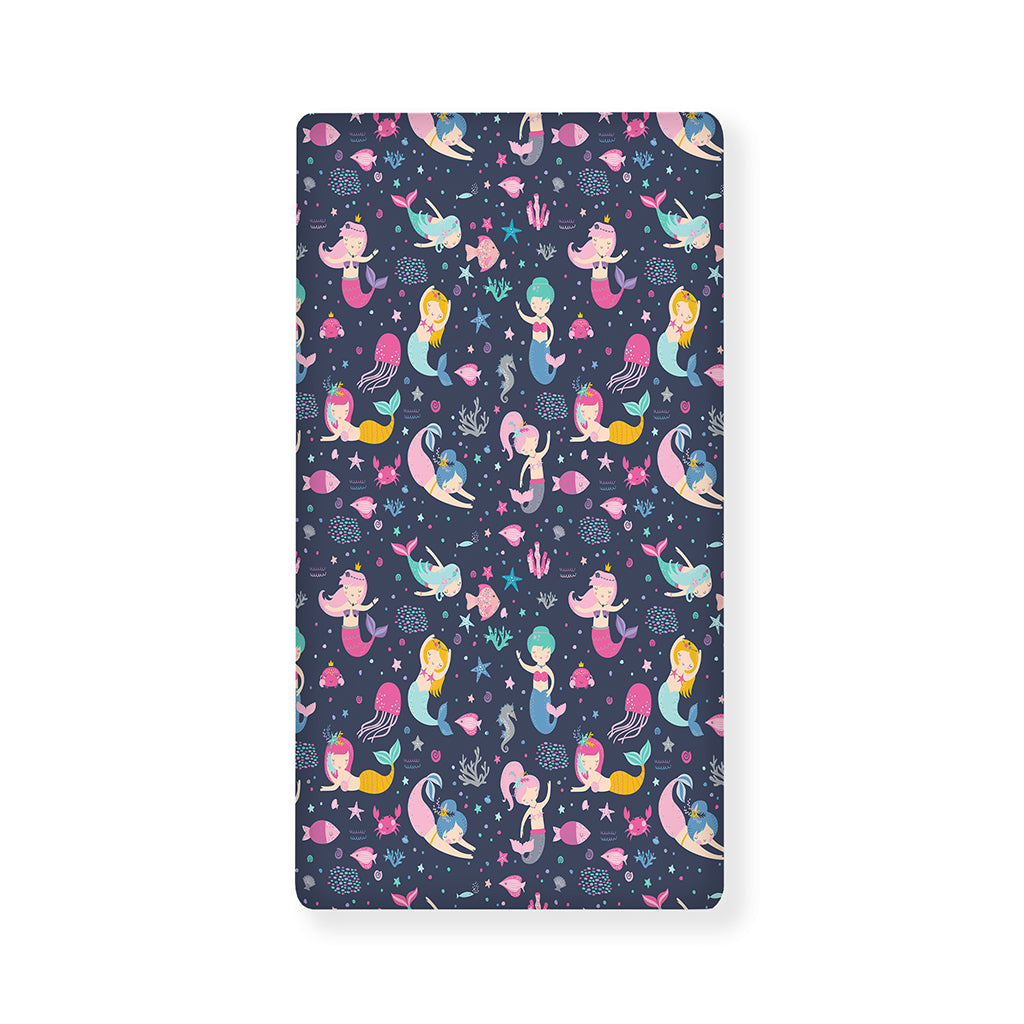Mermaid Cartoon Pattern Print Baby Crib Sheet