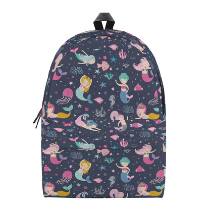 Mermaid Cartoon Pattern Print Backpack