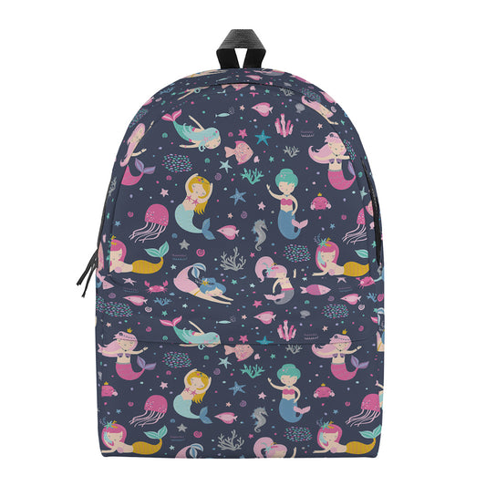 Mermaid Cartoon Pattern Print Backpack