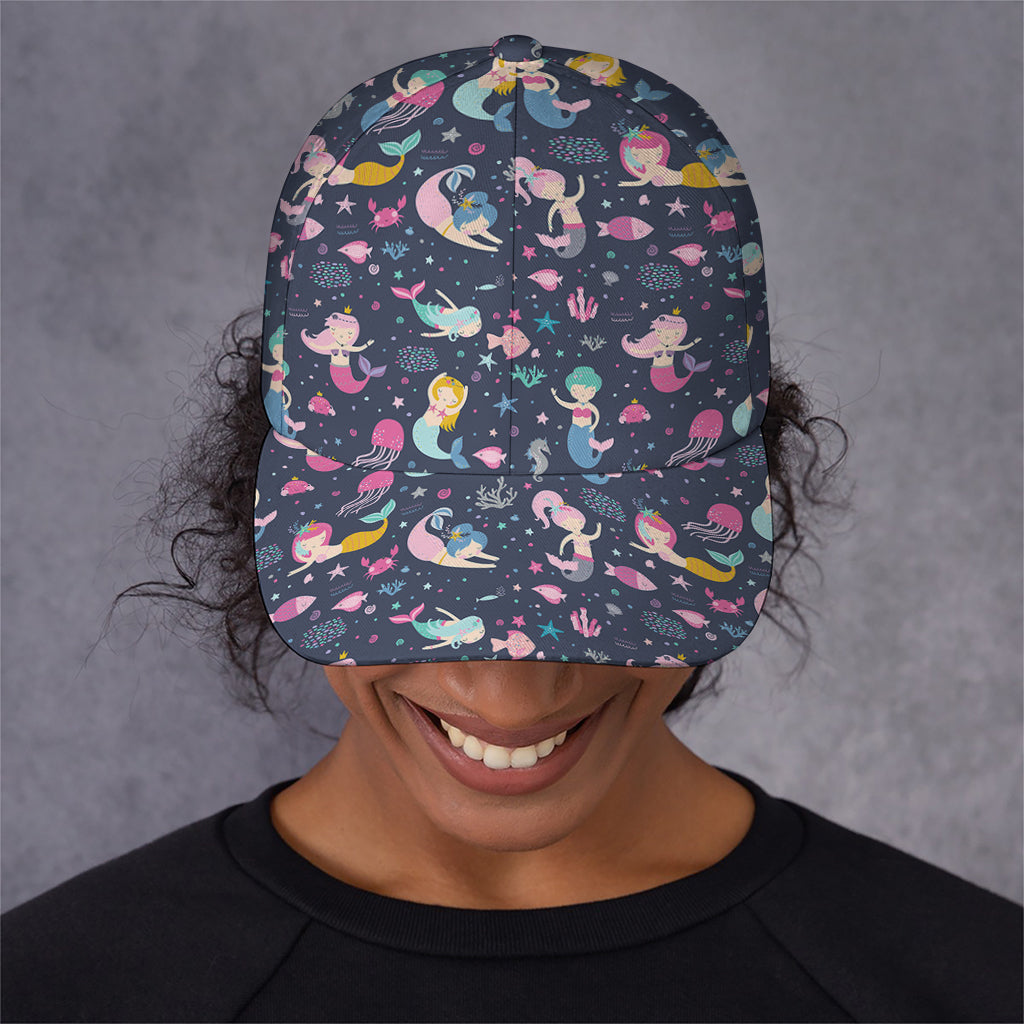 Mermaid Cartoon Pattern Print Baseball Cap
