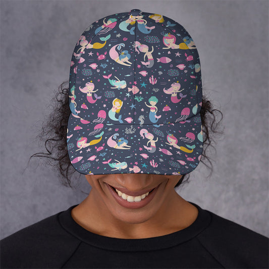 Mermaid Cartoon Pattern Print Baseball Cap