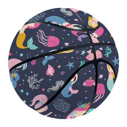 Mermaid Cartoon Pattern Print Basketball