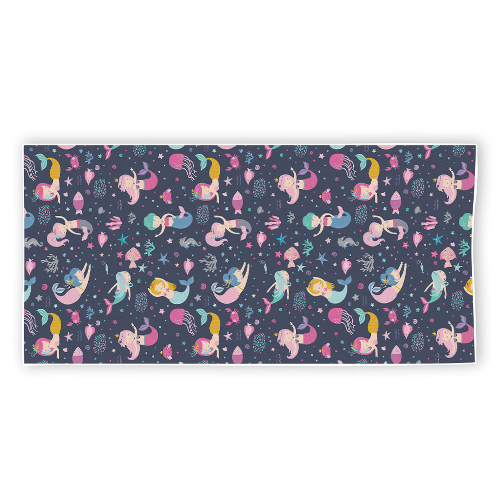 Mermaid Cartoon Pattern Print Beach Towel