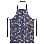 Mermaid Cartoon Pattern Print Bib Apron With Pocket