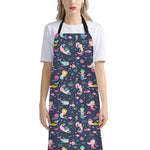 Mermaid Cartoon Pattern Print Bib Apron With Pocket