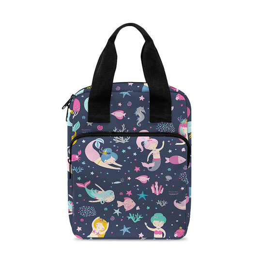 Mermaid Cartoon Pattern Print Bible Tote Bag