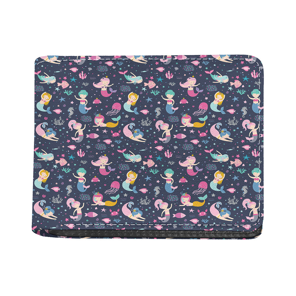 Mermaid Cartoon Pattern Print Bifold Wallet