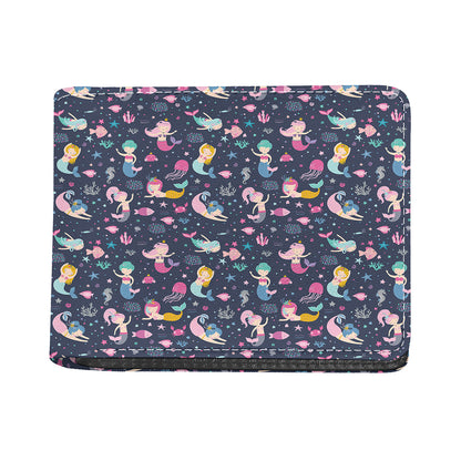 Mermaid Cartoon Pattern Print Bifold Wallet