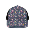 Mermaid Cartoon Pattern Print Black Mesh Trucker Hat