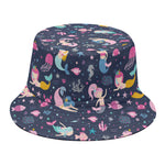 Mermaid Cartoon Pattern Print Bucket Hat