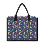 Mermaid Cartoon Pattern Print Canvas Tote Bag
