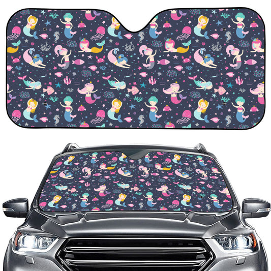 Mermaid Cartoon Pattern Print Car Windshield Sun Shade