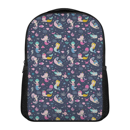 Mermaid Cartoon Pattern Print Casual Backpack