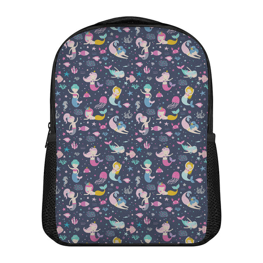 Mermaid Cartoon Pattern Print Casual Backpack