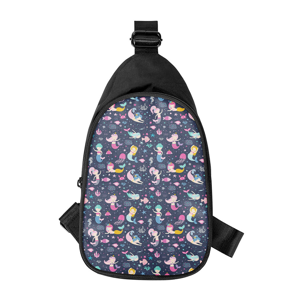 Mermaid Cartoon Pattern Print Chest Bag