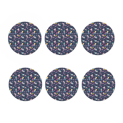 Mermaid Cartoon Pattern Print Coaster Set