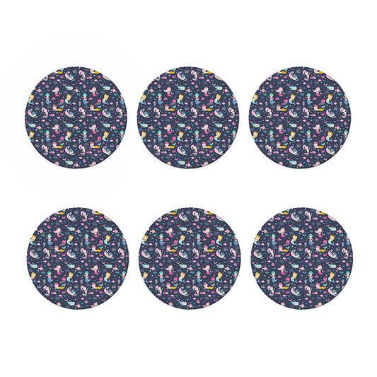Mermaid Cartoon Pattern Print Coaster Set