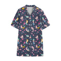 Mermaid Cartoon Pattern Print Cotton Hawaiian Shirt