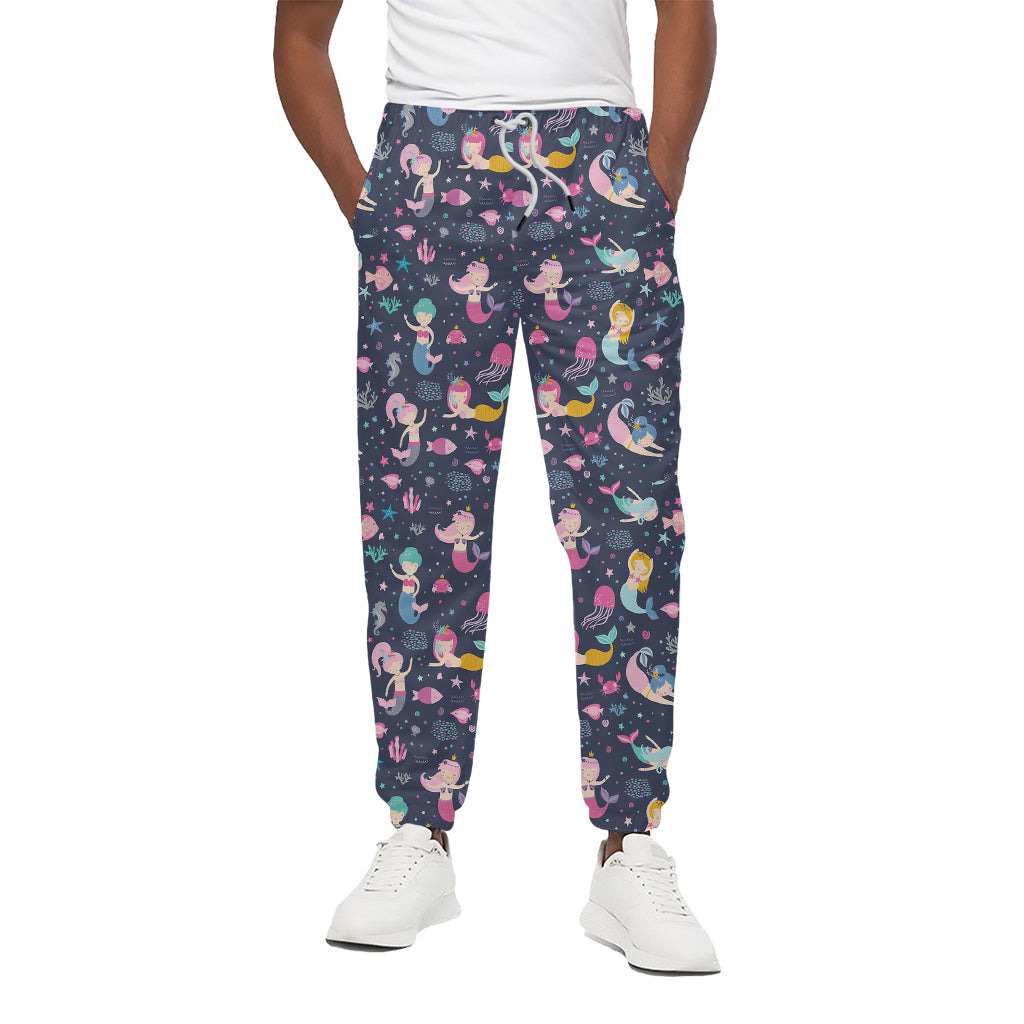 Mermaid Cartoon Pattern Print Cotton Pants