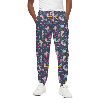 Mermaid Cartoon Pattern Print Cotton Pants