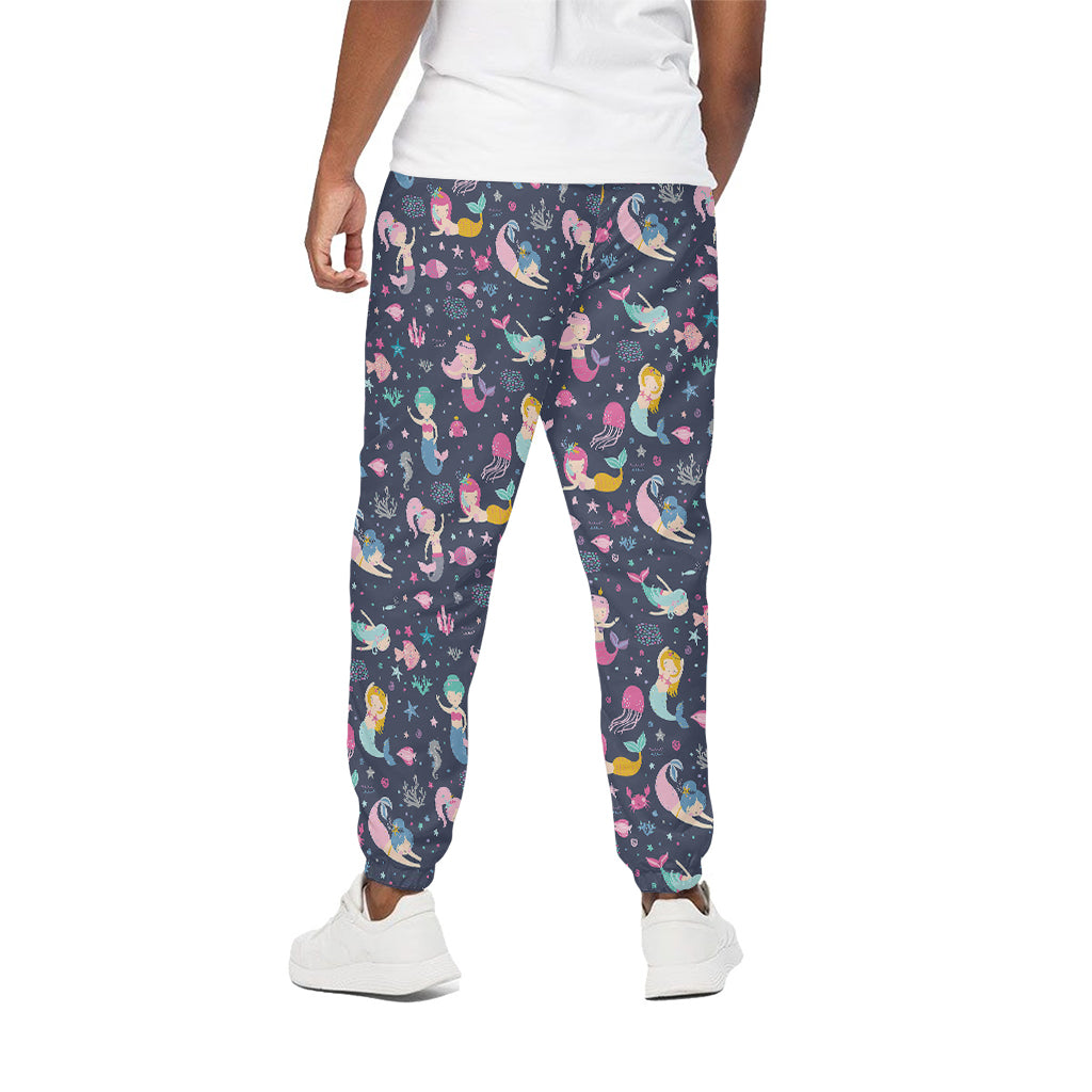 Mermaid Cartoon Pattern Print Cotton Pants