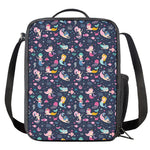 Mermaid Cartoon Pattern Print Crossbody Lunch Bag