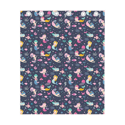Mermaid Cartoon Pattern Print Curtain