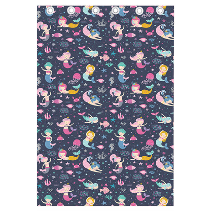 Mermaid Cartoon Pattern Print Curtain