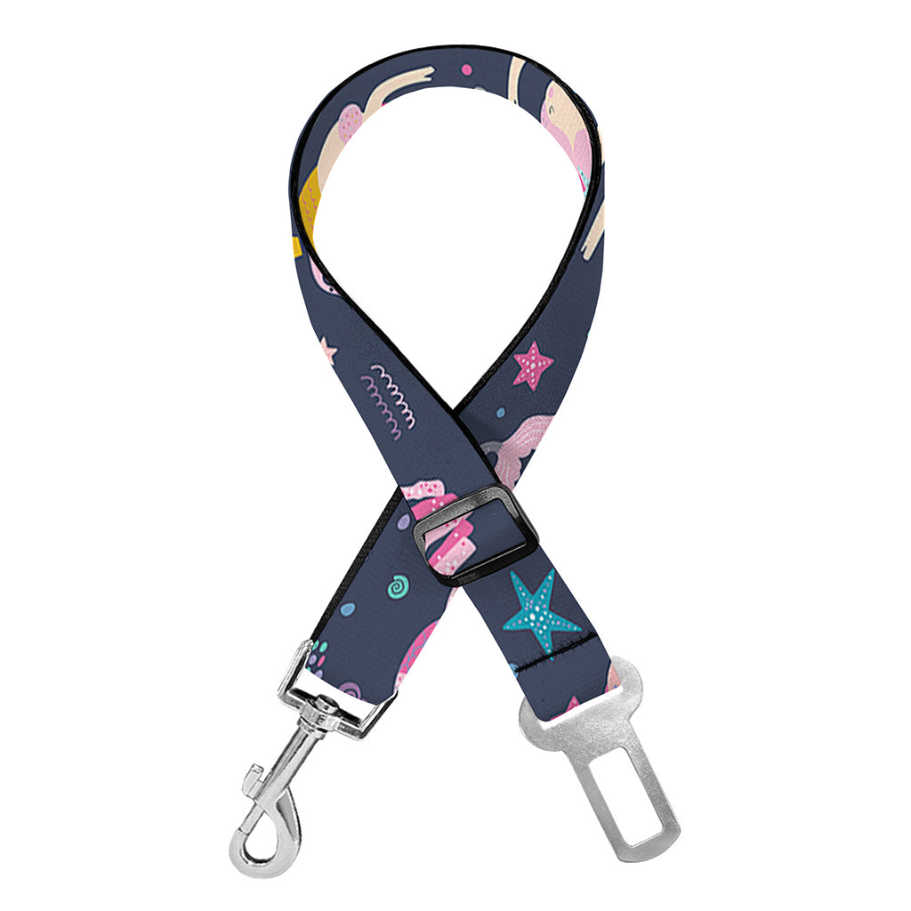 Mermaid Cartoon Pattern Print Dog Seat Belt