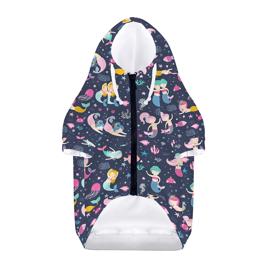 Mermaid Cartoon Pattern Print Dog Zip Up Hoodie
