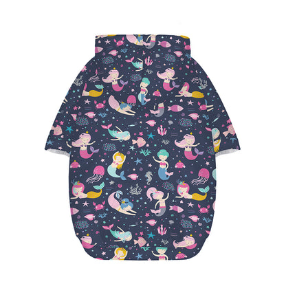 Mermaid Cartoon Pattern Print Dog Zip Up Hoodie