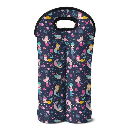 Mermaid Cartoon Pattern Print Double Neoprene Wine Tote